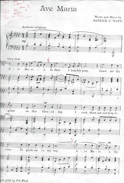 Scan of the actual page used at Patrick Ward's funeral